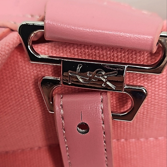 Authentic Yves Saint Laurent Limited Edition Kahala Drawstring Pink Canvas Tote - Picture 8 of 13
